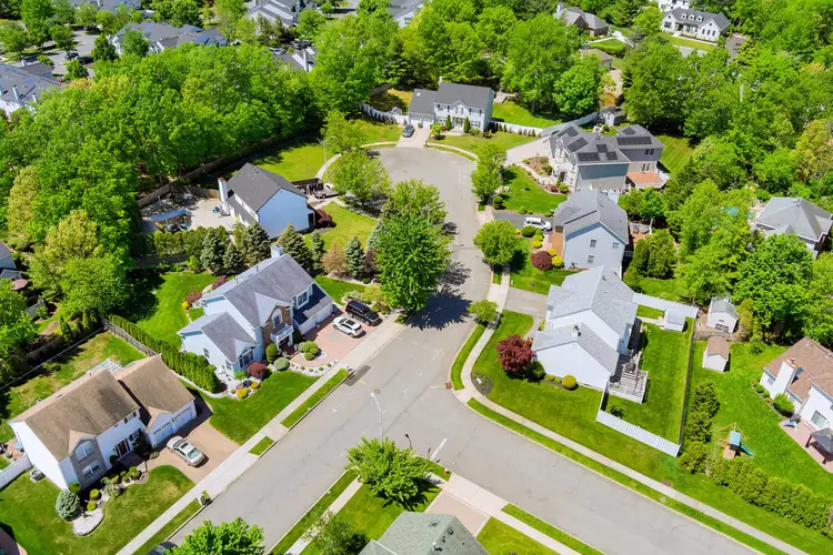Aerial view of Central California neighborhood