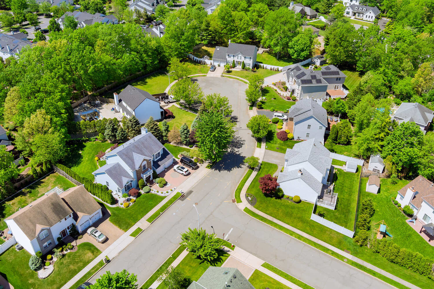 Aerial view of Central California neighborhood